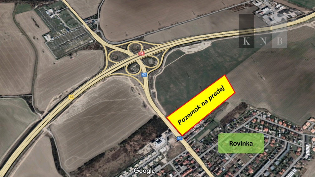 Predaj pozemku 35 400 m² pri diaľničnej križovatke v obci Rovinka