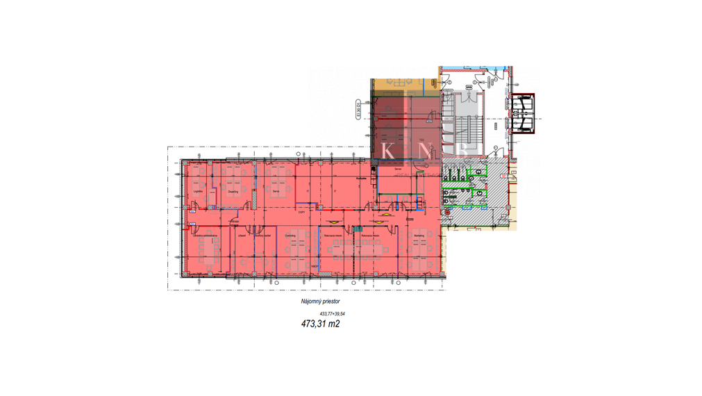 Prenájom kancelárskeho priestoru 411m² na ulici Galvaniho v meste Bratislava