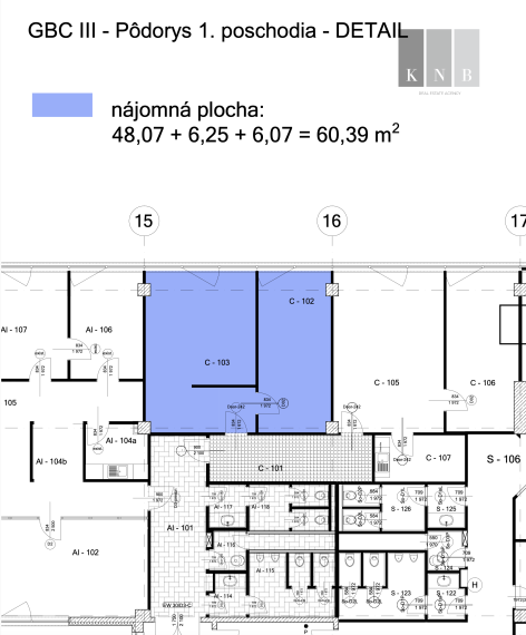 Prenájom 2 kancelárii o výmere 60,39 m² na Galvaniho ulici v meste Bratislava