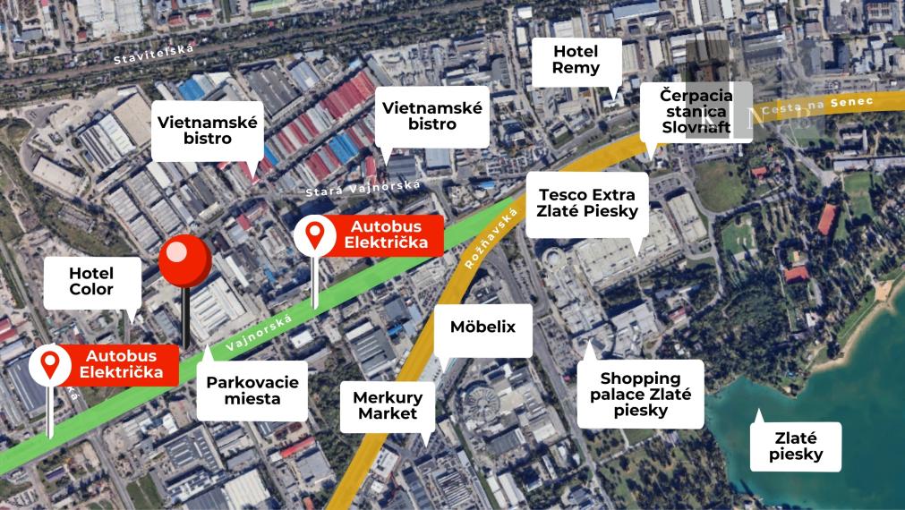 Prenájom samostatného kancelárskeho traktu 243 m² na Vajnorskej ulici v meste Bratislava