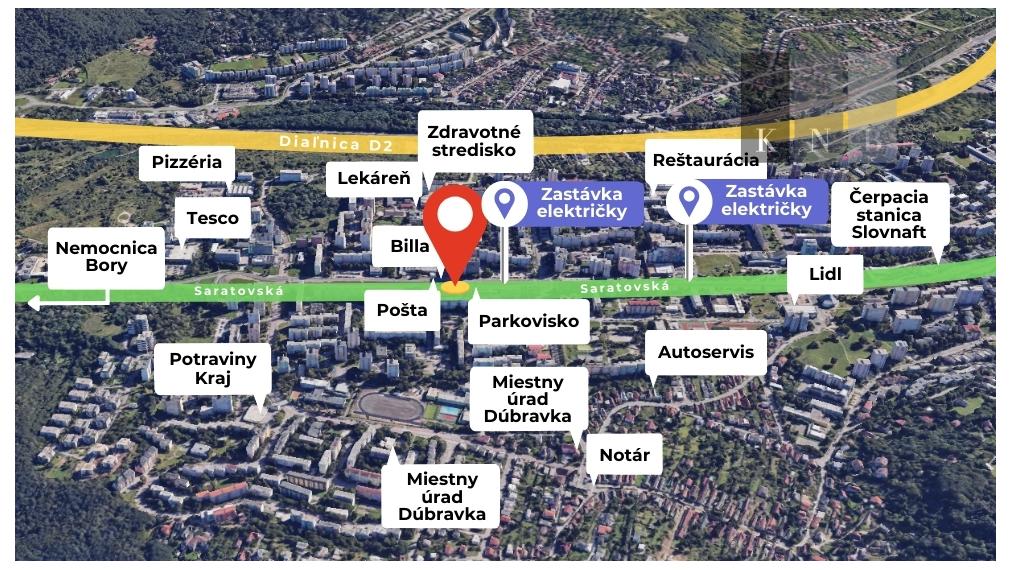 Prenájom obchodno-prevádzkového priestoru 594 m² v OD Saratov II v meste Bratislava, časti Dúbravka
