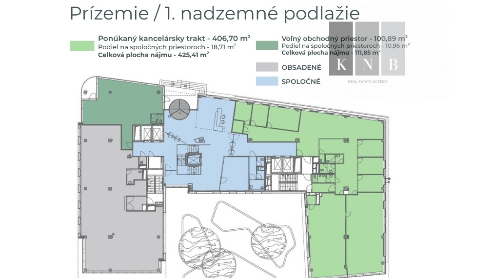 Prenájom samostatného kancelárskeho traktu 407 m² pri nábreží Dunaja v meste Bratislava