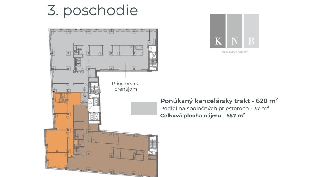 Prenájom samostatného kancelárskeho traktu 620 m² pri nábreží Dunaja v meste Bratislava