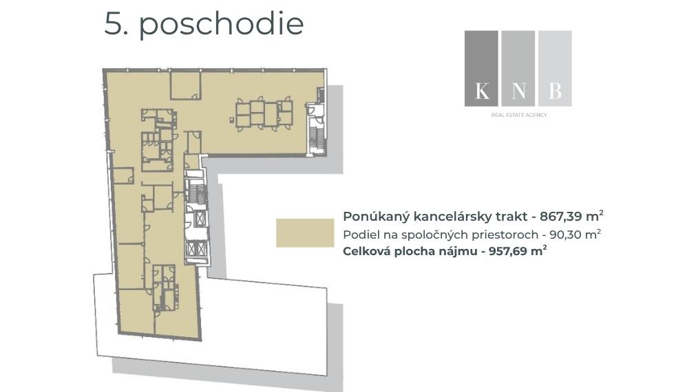 Prenájom samostatného kancelárskeho traktu 867 m² pri nábreží Dunaja v meste Bratislava