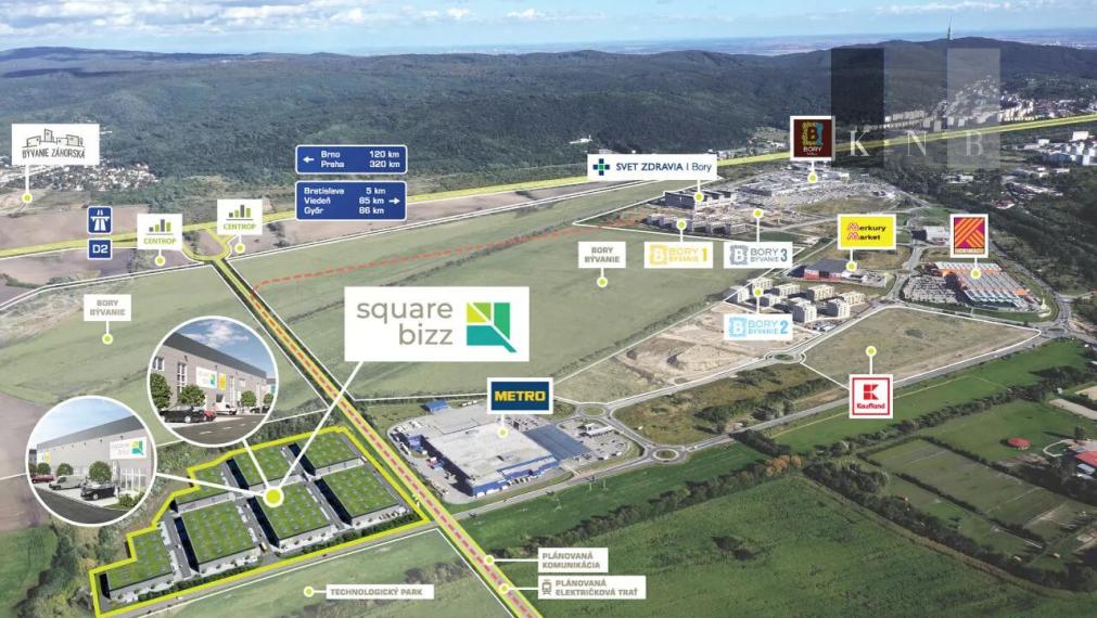 Corner retail & storage unit 421 m² with office space 127 m² for rent in the Bratislava Bory area