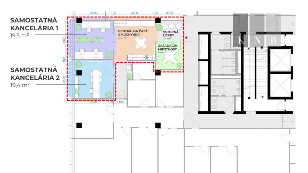 Prenájom novozrekonštruovaného samostatného kancelárskeho traktu 109 m² pri jazere Kuchajda v meste Bratislava