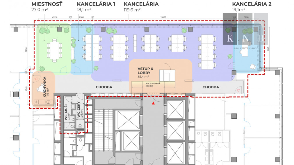 Prenájom novozrekonštruovaného samostatného kancelárskeho traktu 308 m² pri jazere Kuchajda v meste Bratislava