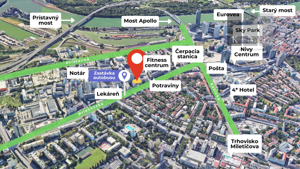 Prenájom samostatného kancelárskeho traktu 104 m² v skvelej lokalite v centre mesta Bratislava