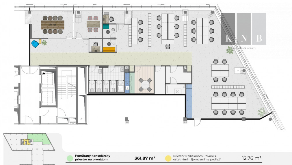 Prenájom novovybudovaného samostatného kancelárskeho traktu 360 m² v skvelej lokalite v centre mesta Bratislava