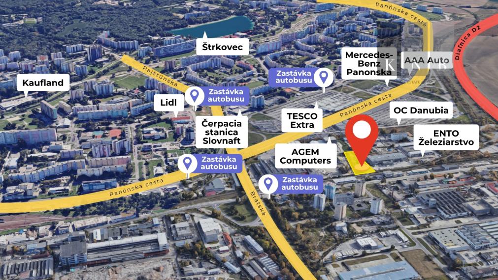 Stavebný pozemok 5510 m² na predaj pri ulici Panónska v meste Bratislava