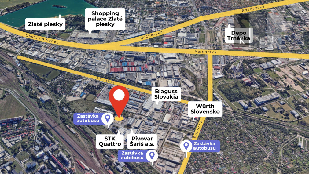 Prenájom skladových priestorov od 1000 m² s kanceláriami v meste Bratislava - Rača