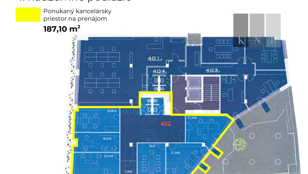 Prenájom samostatného kancelárskeho traktu 187 m² priamo v historickom centre mesta Bratislava