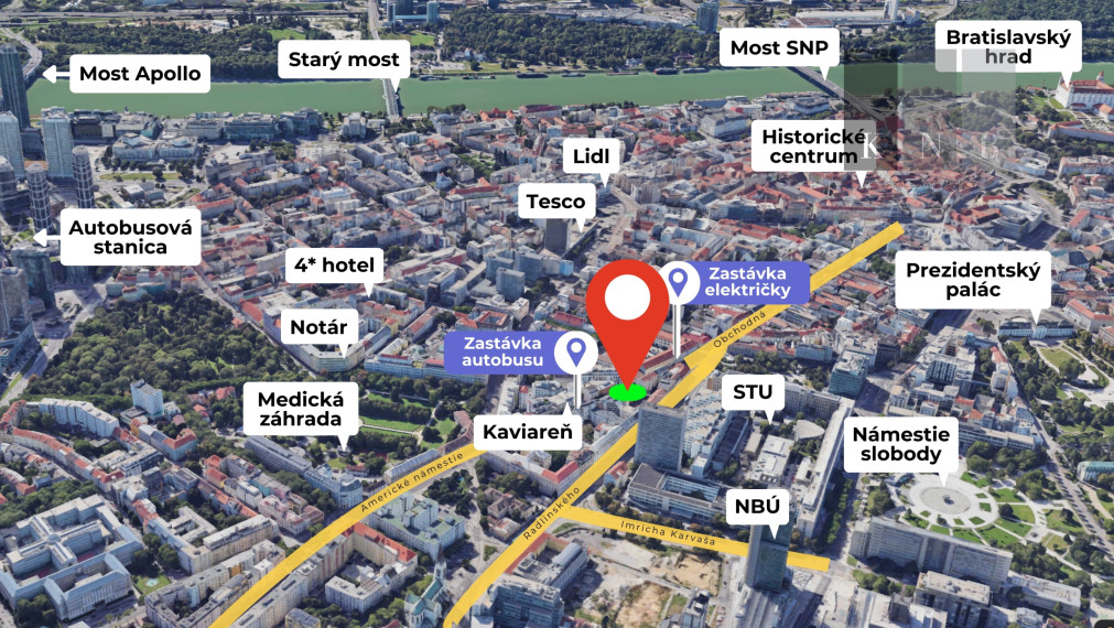 Prenájom samostatného kancelárskeho traktu 187 m² priamo v historickom centre mesta Bratislava