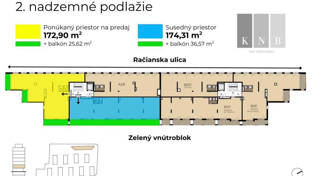 Predaj samostatného kancelárskeho priestoru 172,9 m² v úplne novej rezidenčnej budove na Račianskej ulici v meste Bratislava