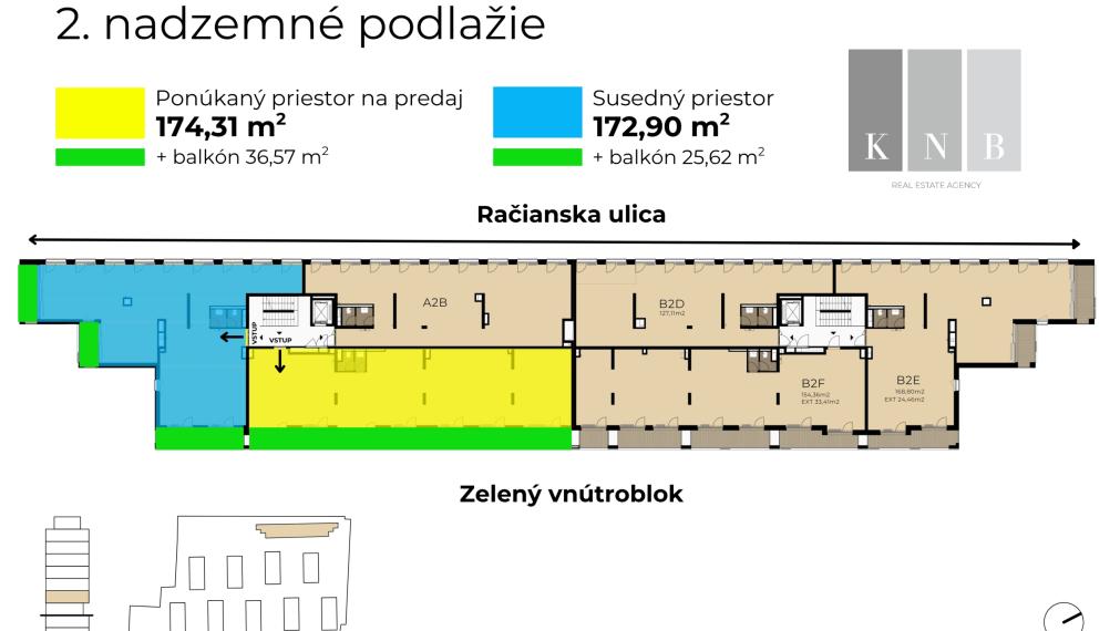 Predaj samostatného kancelárskeho priestoru 174,3 m² v úplne novej rezidenčnej budove na Račianskej ulici v meste Bratislava