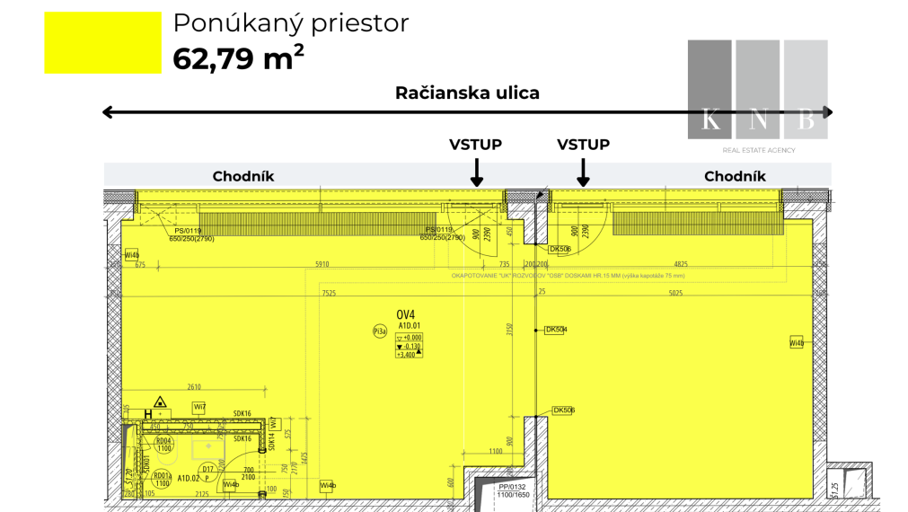 Predaj prízemného obchodného priestoru 62,79 m² v úplne novej rezidenčnej budove na Račianskej ulici v meste Bratislava