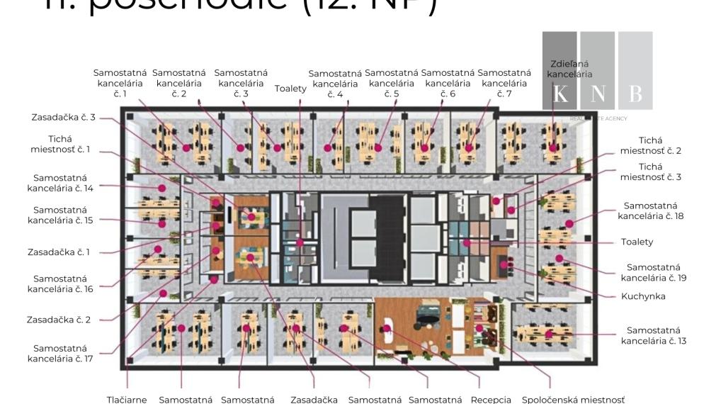 Prenájom plne zariadených kancelárií na Vajnorskej ulici v meste Bratislava