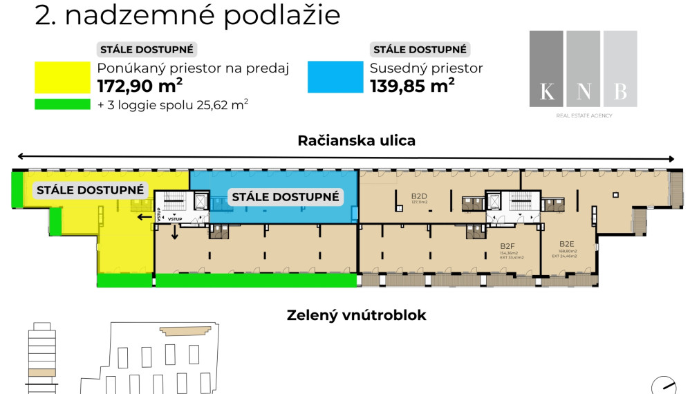 Predaj samostatného kancelárskeho priestoru 172,9 m² v úplne novej rezidenčnej budove na Račianskej ulici v meste Bratislava
