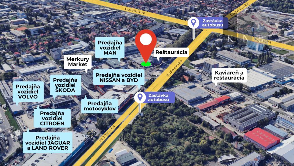 Prenájom areálu autocentra so servisom a lakovňou s celkovou výmerou 2411 m² - Rožňavská ulica, Bratislava