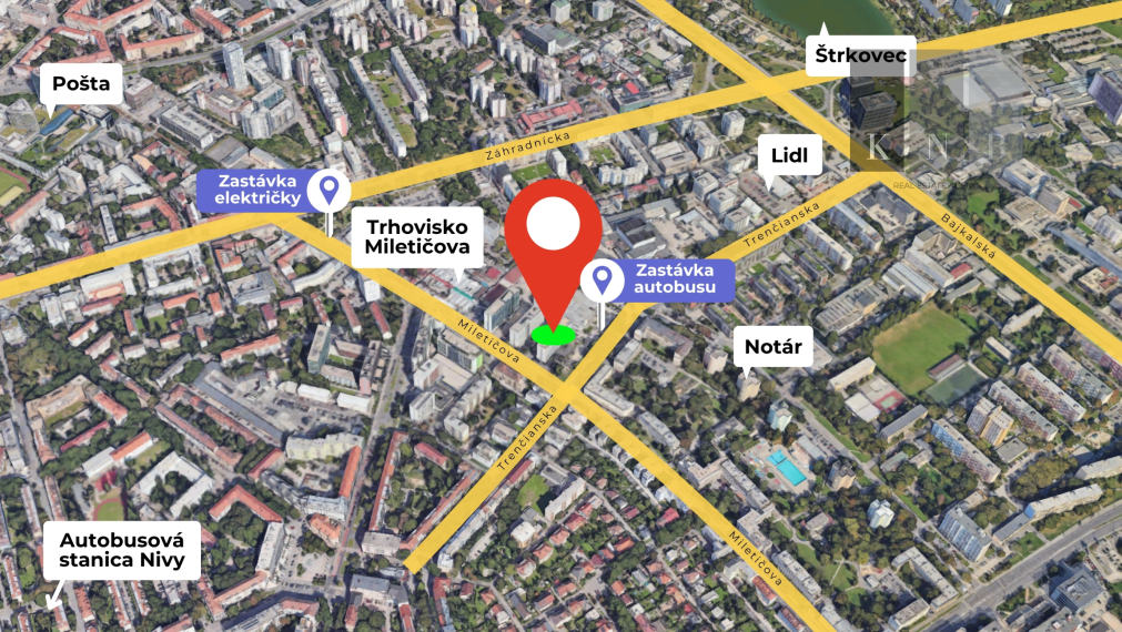 Prenájom samostatnej kancelárie 17 m² na prízemí kancelárskej budovy – Miletičova ulica, Bratislava