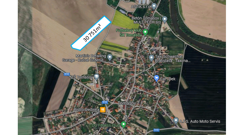 Predaj pozemku 30 751 m² v blízkosti zastavaného územia v obci Tomášov