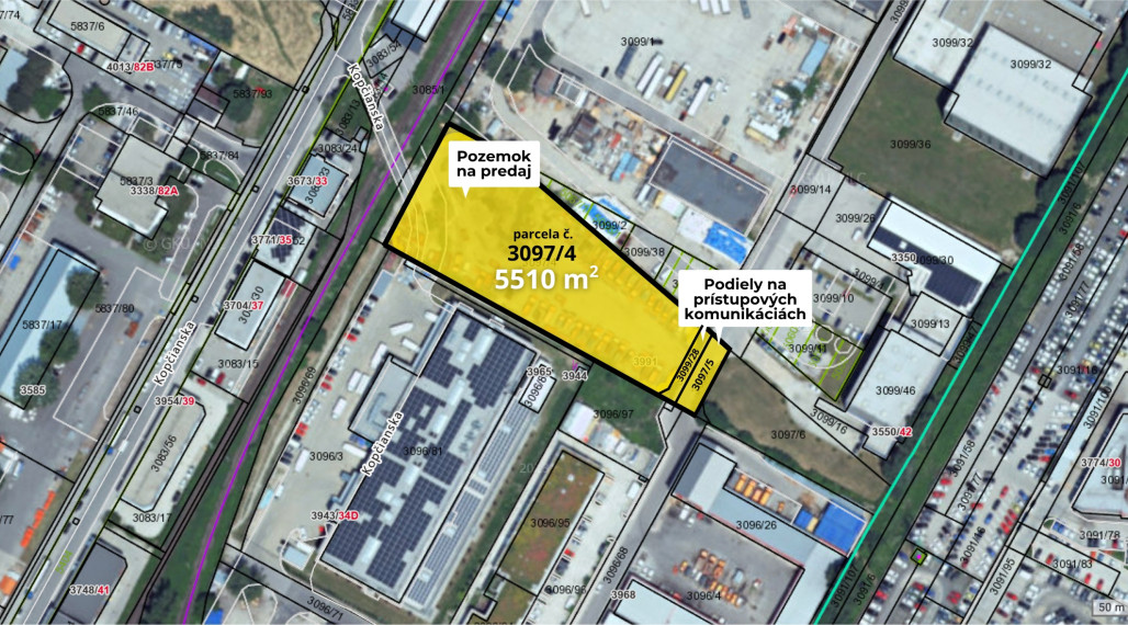 Stavebný pozemok 5510 m² na predaj pri ulici Panónska v meste Bratislava