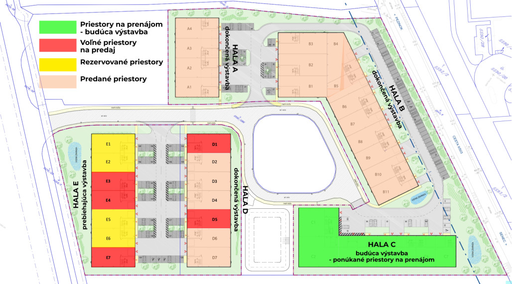Budúca výstavba obchodných skladov na prenájom – obchod / sklad / kancelária od 650 m² v meste Senec