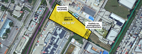 Stavebný pozemok 5510 m² na predaj pri ulici Panónska v meste Bratislava