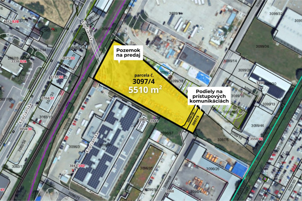 Stavebný pozemok 5510 m² na predaj pri ulici Panónska v meste Bratislava