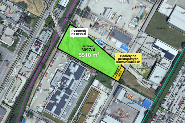 Stavebný pozemok 5510 m² na predaj pri ulici Panónska v meste Bratislava
